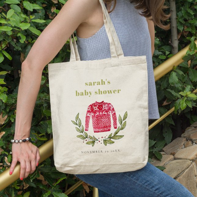 Tote Bag Joli hiver Rouge Vert Rouge Vilain Baby shower (Créateur téléchargé)