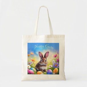 Tote Bag Joli lapin de Pâques Brown