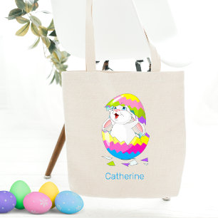 Tote Bag Joli Lapin De Pâques Rompant De L'Oeuf Personnalis
