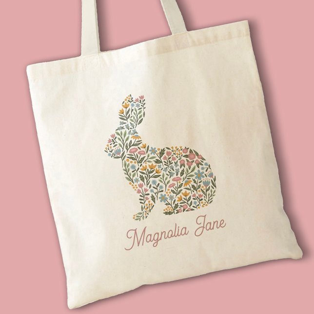 Tote Bag Joli lapin lapin de Pâques lapin Fleur sauvage enf (Créateur téléchargé)