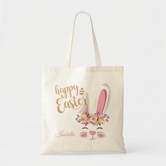 Tote Bag Joli lapin 🐰 visage de Pâques (Devant)