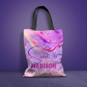 Tote Bag Joli marbre violet art parties scintillant monogra