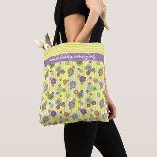 Tote Bag Joli marguerite Floral Personnalisé Jaune Motif