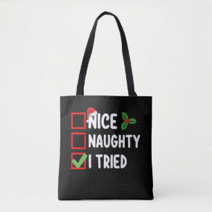 Tote Bag Joli Méchant J'ai Essayé Père Noël Liste de Noël V