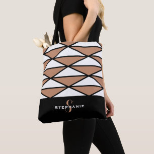 Tote Bag Joli Monogramme moderne Motif tendance orange noir
