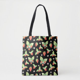 Tote Bag Joli motif botanique aquarelle de fraise