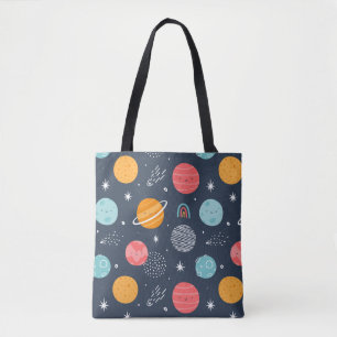 Tote Bag Joli Motif Planète Souriante