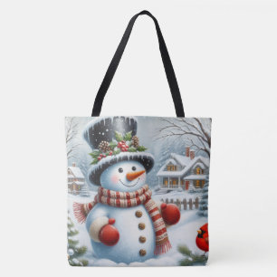 Tote Bag Joli, Noël vintage/fantaisiste/bonhomme de neige d