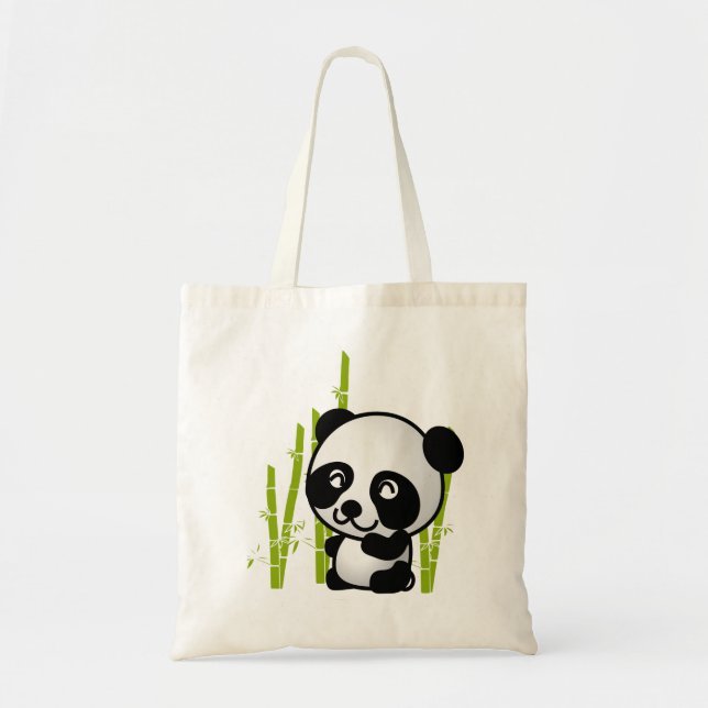 Tote Bag Joli ours de panda noir et blanc dans une bosquet  (Devant)