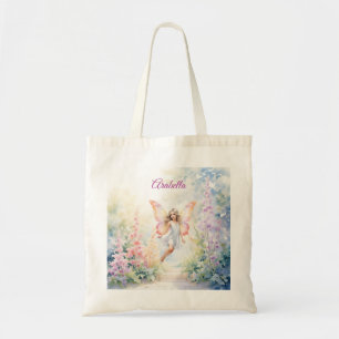 Tote Bag Joli Pastel Butterfly Fairy in Flower Garden