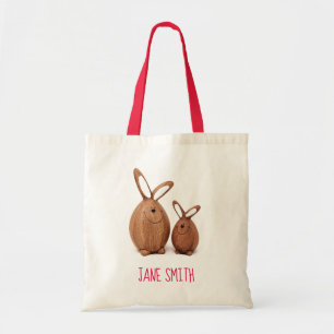 Tote Bag Joli petit lapin de Pâques en bois