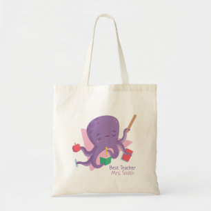 Tote Bag Joli poulpe occupé Meilleur enseignant Personnalis