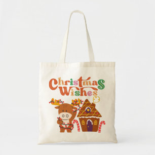 Tote Bag Joli Rindeer Aux Lumières De Noël Joyeuses Vacan