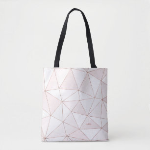 Tote Bag Joli Rose or Motif géométrique Monogramme