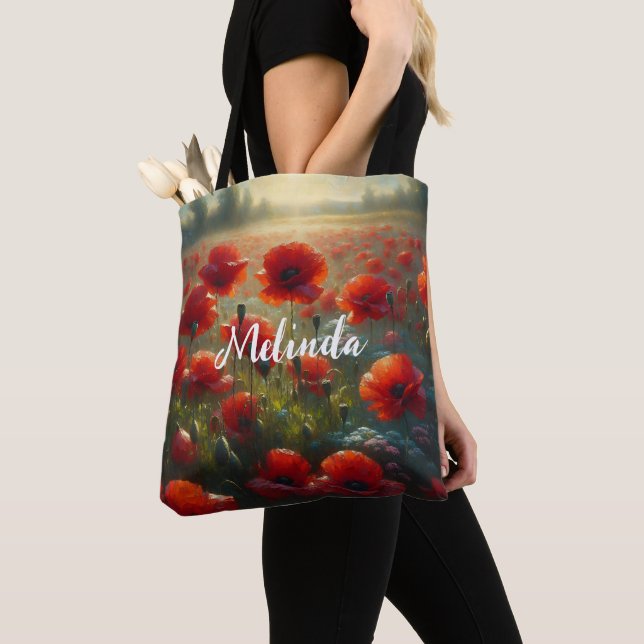 Tote Bag Joli terrain de pavot le jour d'été (De près)