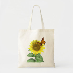 Tote Bag Joli tournesol jaune et papillon orange