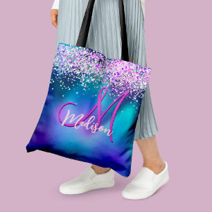 Tote Bag Joli turquoise violet faux parties scintillant mon