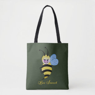 Tote Bag Jolie Abeille Aquarelle Avec Un Bon Sourire