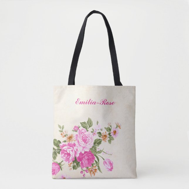 Tote Bag Jolie aquarelle rose Roses Fille Floral Fourre-tou (Devant)