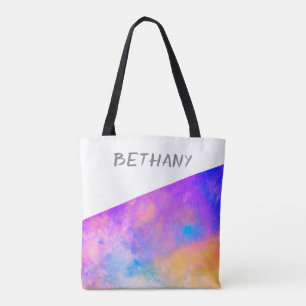 Tote Bag jolie aquarelle violette design moderne monogramme
