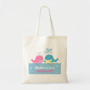 Tote Bag Jolie Baleine Tu Seras Mienne Baleine Rose et Bleu
