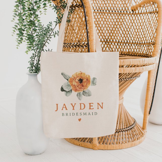 Tote Bag Jolie Bohème Terre Cuite Floral Demoiselle d'Honne (Créateur téléchargé)