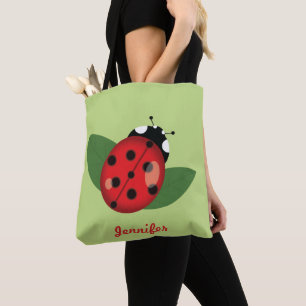 Tote Bag Jolie coccinelle de dessin animé avec nom personna