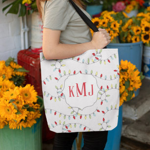 Tote Bag Jolie couleur des lumières Monogrammes de Noël
