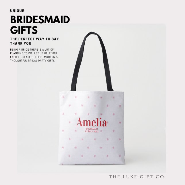 Tote Bag Jolie étoile rouge et rose Bridesmaid Proposition  (Créateur téléchargé)