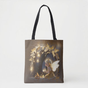 Tote Bag Jolie fée d'automne avec des fleurs lumineuses