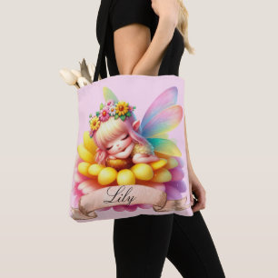 Tote Bag Jolie fée endormie rêves doux floraux fantaisistes