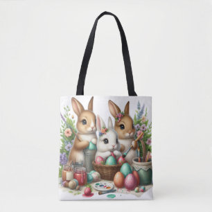 Tote Bag Jolie fête de peinture de Pâques Bunny/Printemps