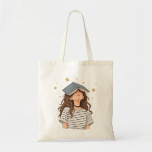 Tote Bag Jolie fille bouquiniste - Rêverie étoilée fantaisi
