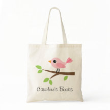 Jolie fille d'oiseau rose livre bibliothèque perso