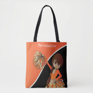 Tote Bag Jolie fille Pom-pom girl - Orange