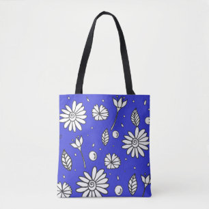 Tote Bag Jolie Fleur Été Fourre-tout En Bleu Sombre