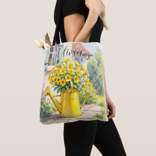 Tote Bag Jolie Fleurs Jaunes dans l'arrosage peut personnal
