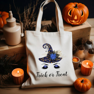 Tote Bag Jolie Halloween Casquette sorcière bleue Trick ou