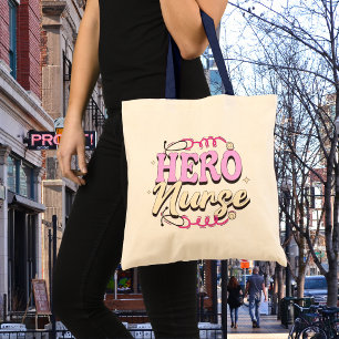 Tote Bag Jolie Héroïne Infirmière Graphique Rose