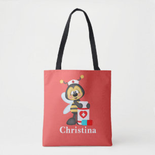 Tote Bag Jolie infirmière abeille ajouter le nom fourre-tou
