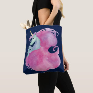 Tote Bag Jolie licorne rose sur bleu
