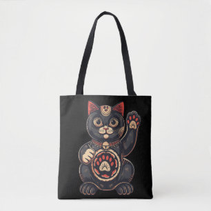 Tote Bag jolie Maneki Neko imprimé chat japonais