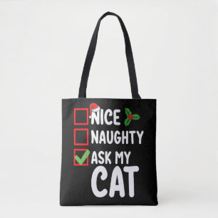 Tote Bag Jolie méchante demande à mon chat liste de Noël va