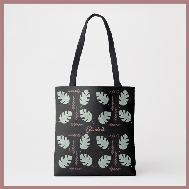 Tote Bag Jolie Palme & Branche Sage Vert & Rose Dusty Rose (Créateur téléchargé)