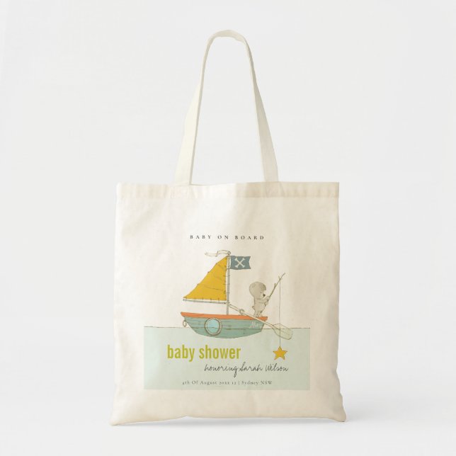 Tote Bag Jolie pêche Teddy Bear Star Baby shower de voilier (Devant)