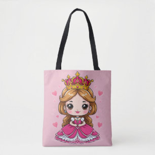Tote Bag Jolie princesse de dessin animé en robe rose