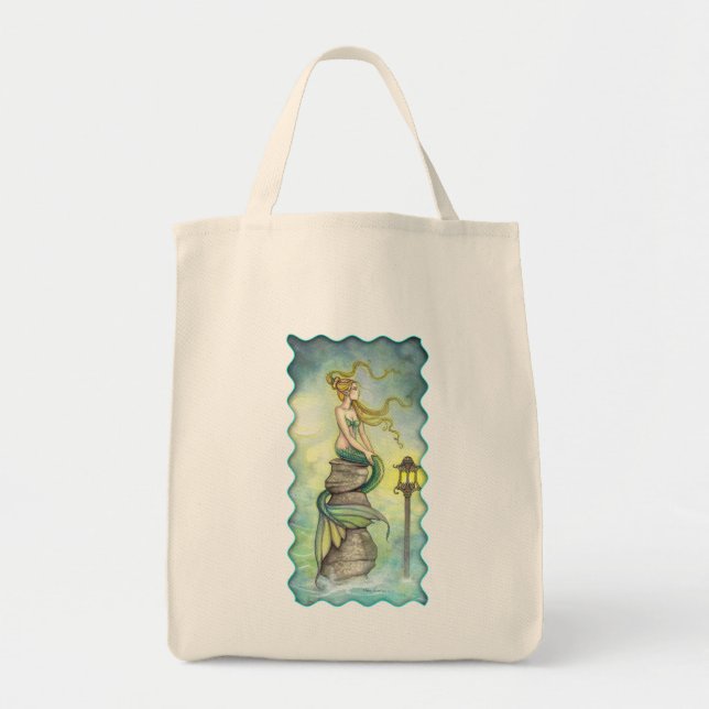 Tote Bag Jolie sirène avec lune et lanterne (Devant)