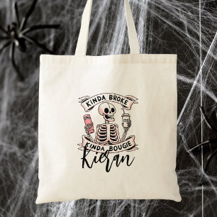 Tote Bag Jolie typographie moderne de squelette d'Halloween