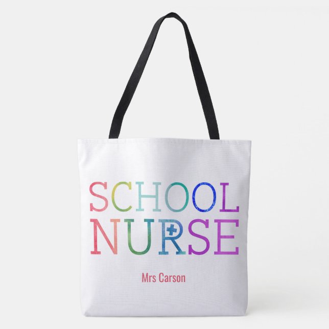 Tote Bag Jolie typographie personnalisée d'infirmière (Devant)