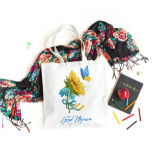 Tote Bag Jolie Ukraine libre tournesol & papillon